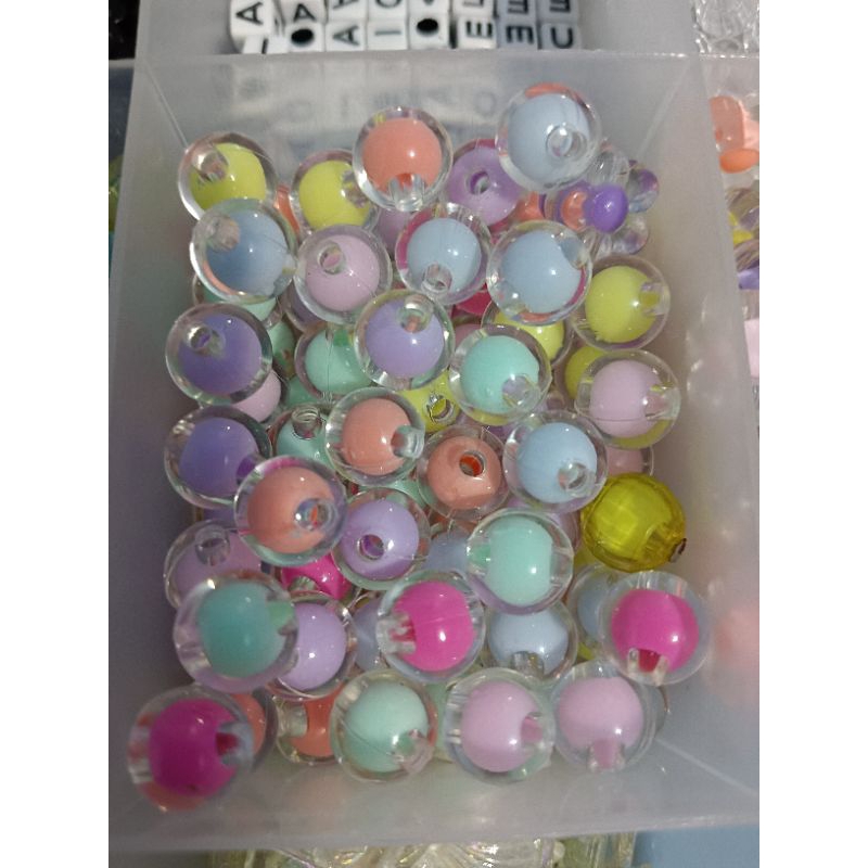 10pcs Manik Akrilik Isi 10mm Bening