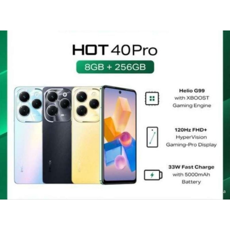 infinix Hot 40 Pro 8GB/256GB -UP TO 16GB Extended RAM-Helio G99 Garansi Resmi