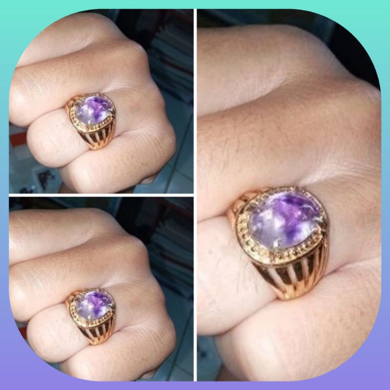 Cincin Batu Kecubung Ungu