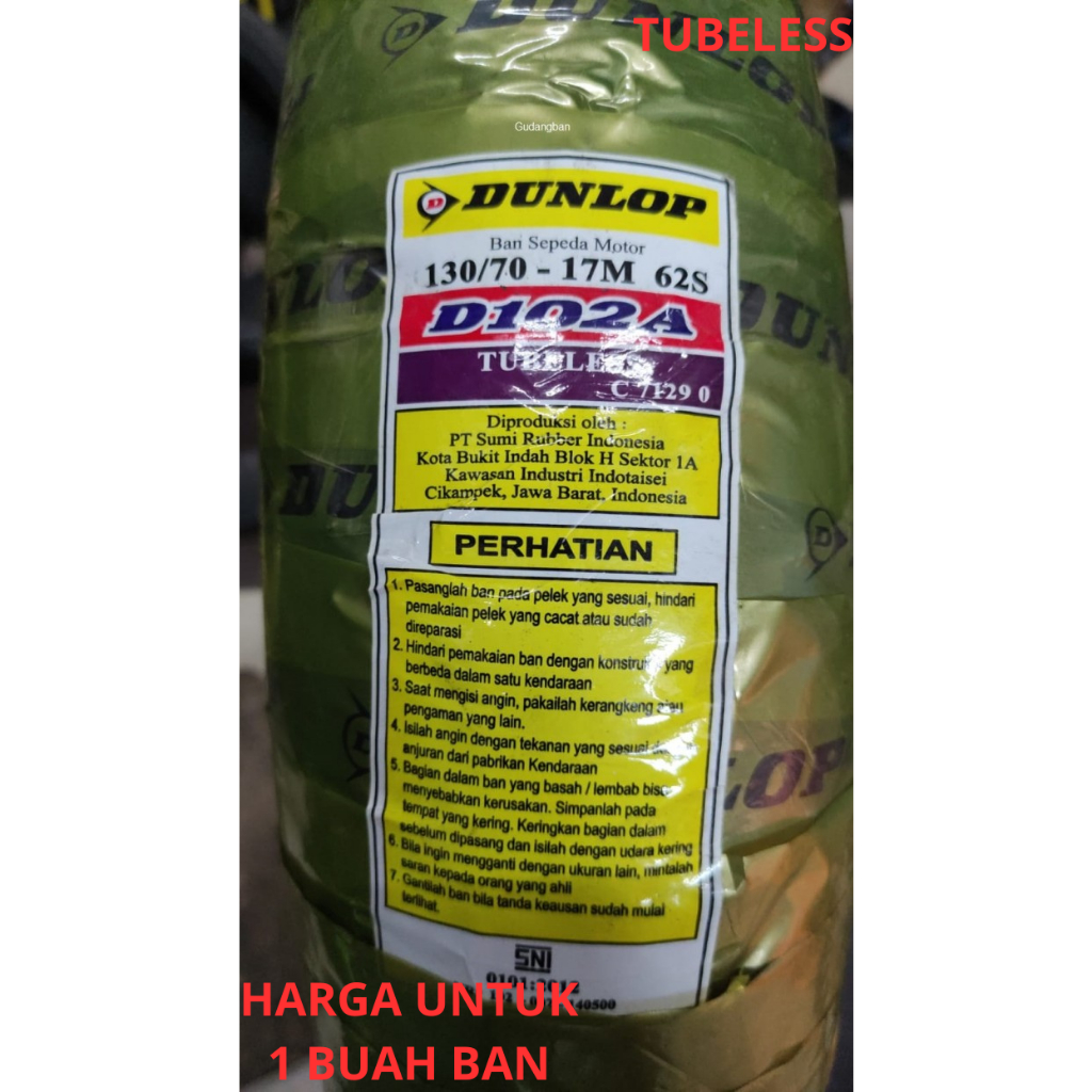 Ban luar DUNLOP D102 130/70 - 17 TL D102 DUNLOP BAN TUBELESS