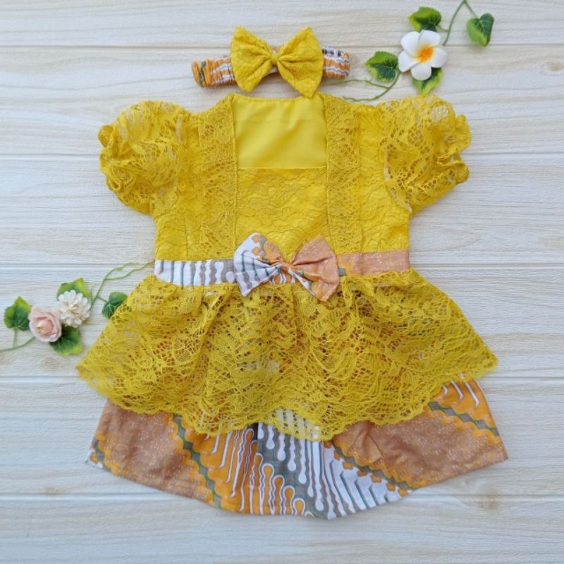 Kebaya Bayi / Kebaya Anak Perempuan / Kebaya Anak Kinan warna Lemon