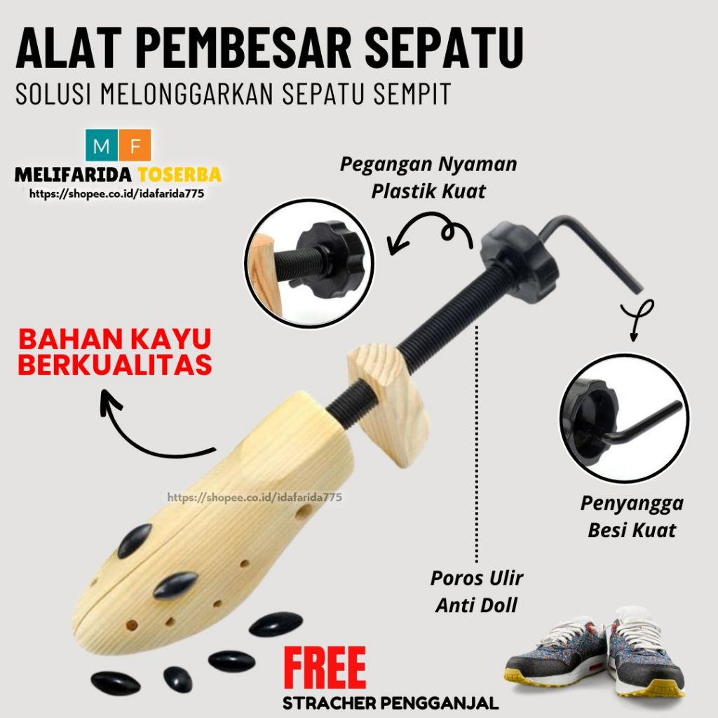 Alat Pembesar  Expander Sepatu Bahan Kayu untuk Pria Wanita Shoes Stretcher Expander