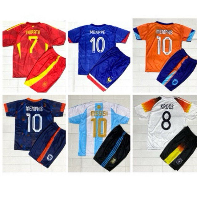 Jersey Bola Timnas euro2024 untuk anak usai 5-12 tahun Jersey bola jerman perancis belanda spanyol