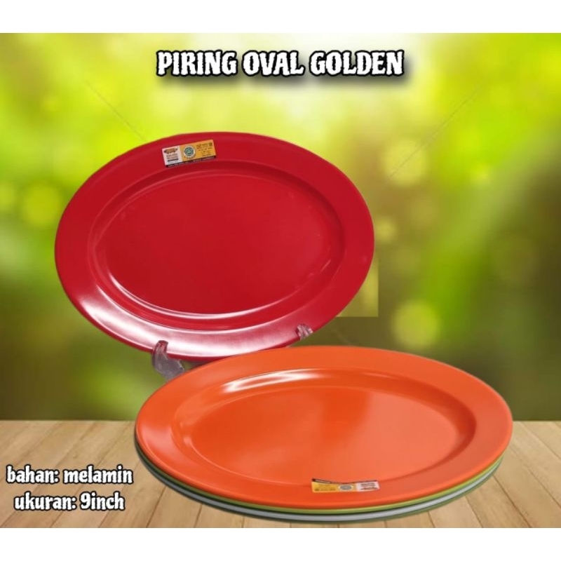 piring melamin oval 9" golden dragon