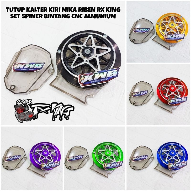 TUTUP KALTER KIRI SET SPINER BINTANG CNC RX KING COVER BAK MAHGNIT KOPLING TRANSPARANT RIBEN SET SPI