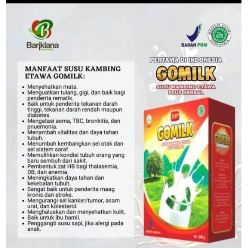 

GOMILK kemasan 200g susu kambing etawa plus herbal alami untuk 1thun ke atas