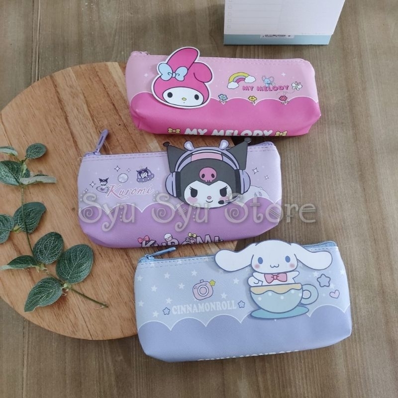 

Pouch Tempat pensil Kuromi Cinnamoroll My Melody kulit sintetis SSY