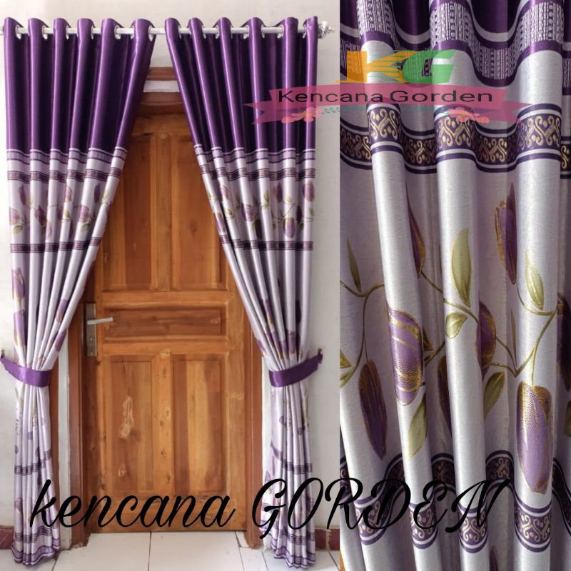 Gorden pintu motif bunga tulip hordeng jendela motif bunga tulip turki gorden blackout mewah