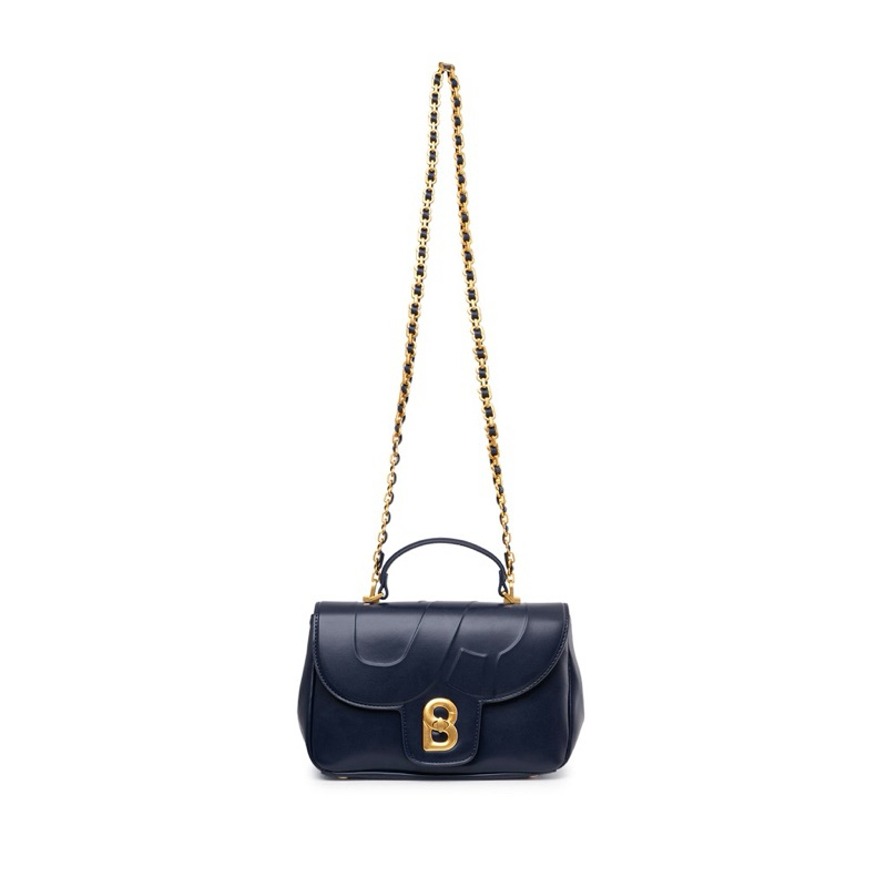 Alma Flap Bag Smooth Finish Navy size Medium Original Buttonscarves READY 