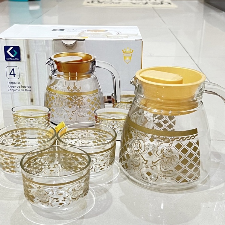 Pitcher 4 in 1 Kairo Kimglass Pitcher Teko Set Kado Emas