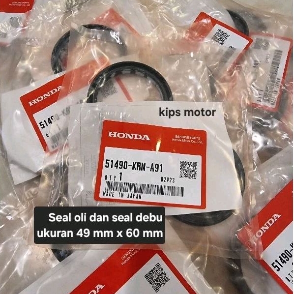 Seal oli dan seal debu shock depan Honda CRF 250 450 R ukuran 49 mm x 60 mm 2018 2019 2020 2021 2022