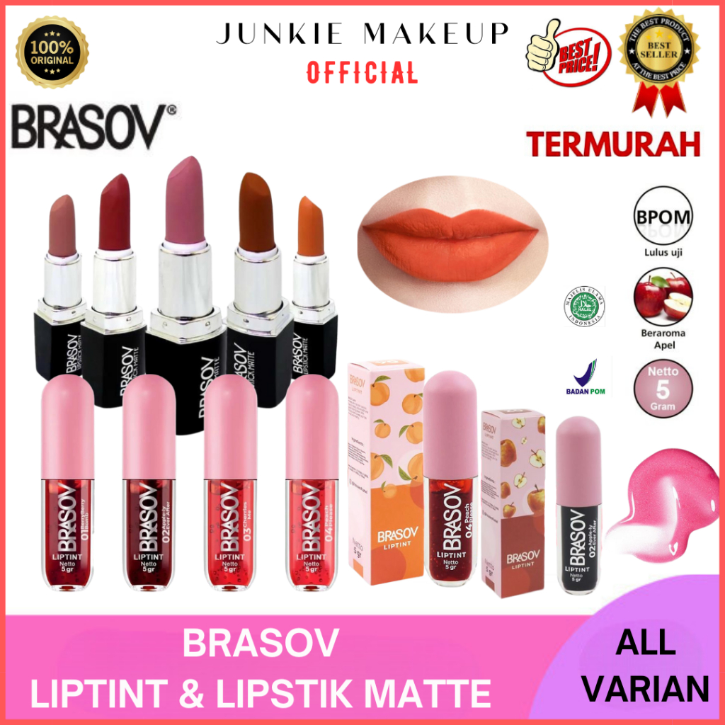 𝗝𝗨𝗡𝗞𝗜𝗘 𝗠𝗔𝗞𝗘𝗨𝗣 - Brasov Lipstik / Lipstik Matte Tahan Lama / Liptint Glossy / Brasov Liptint ORIGINAL