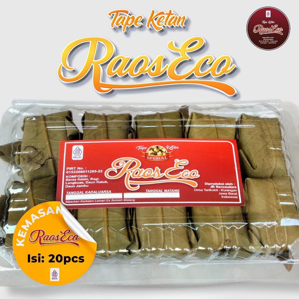 

Tape Ketan Raos Eco Kemasan Mika Isi 20pcs - Tape Ketan Kuningan, Peuyeum Ketan