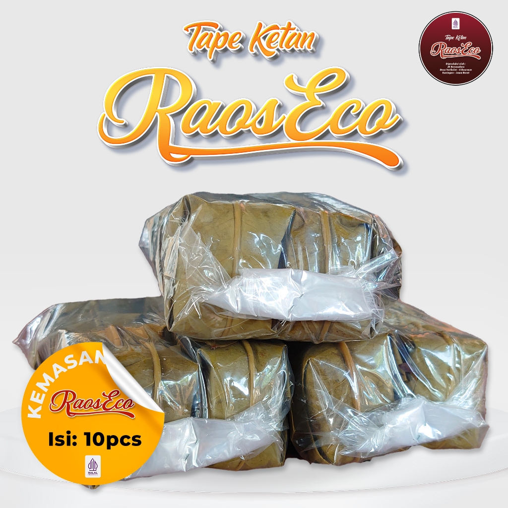 

Tape Ketan Raos Eco Kemasan Plastik Isi 10pcs - Tape Ketan Kuningan, Peuyeum Ketan
