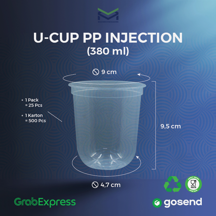 Cup SAJA 380ml - 12oz - Gelas Plastik Cup Oval 380ml - isi 25pcs/pack - Gelas Boba Minuman Kekinian