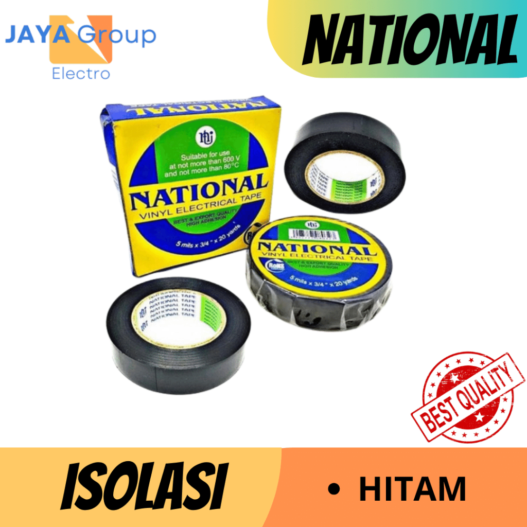 ISOLASI LISTRIK NATIONAL HITAM SOLASI KABEL NASIONAL ELECTRICAL TAPE ISOLASI TEMPLEK