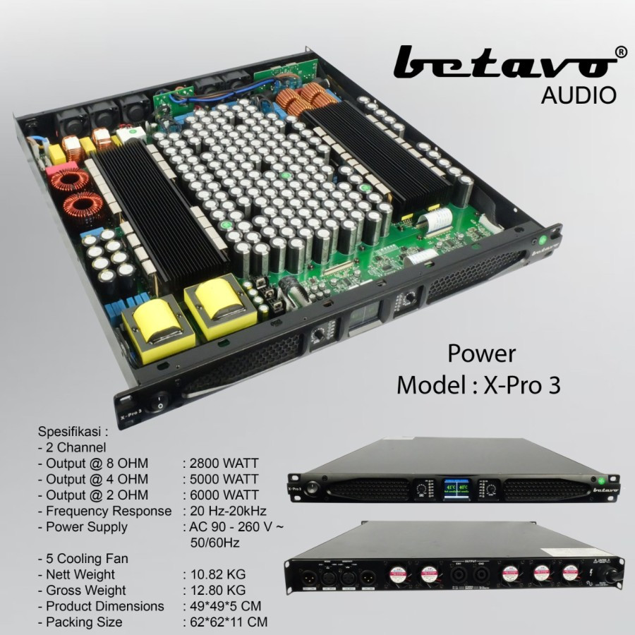 POWER AMPLI BETAVO 2 CHANNEL X-Pro 3 PROFESSIONAL AUDIO GARANSI 1TAHUN