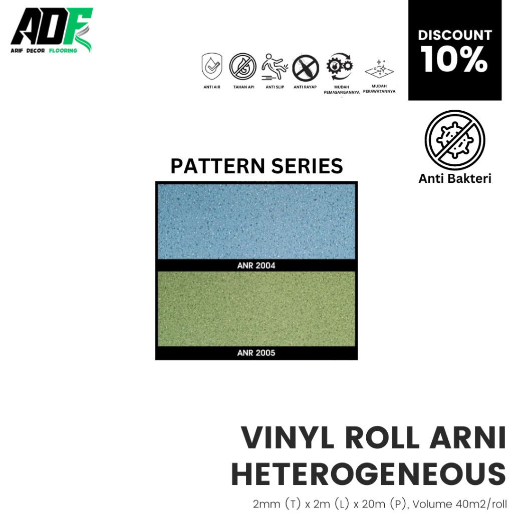 ARNI Heterogeneous Lantai Vinyl Roll 2mm Anti Bakteri - Vinyl Korea
