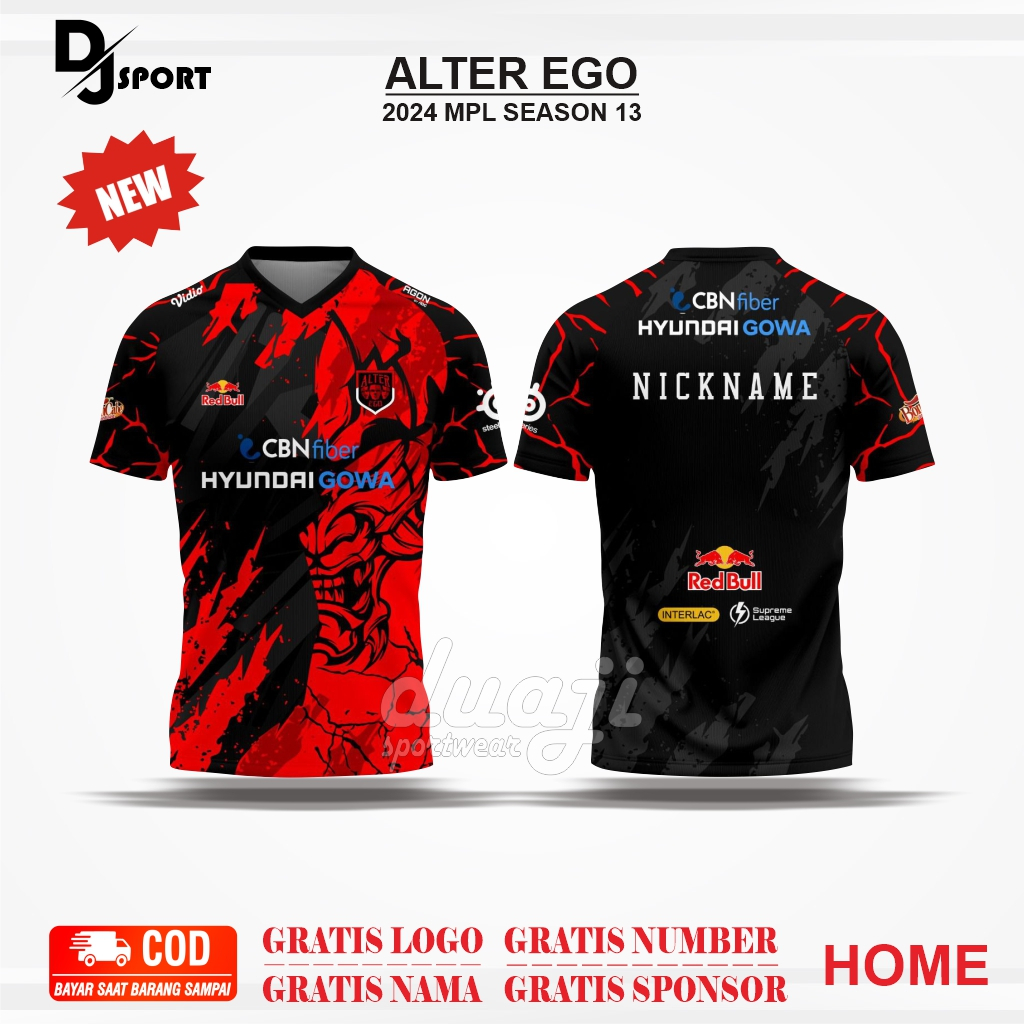 Jersey ALTER EGO 2024 TERBARU Free Nickname MPL Season 13 Home Kualitas Premium Size Anak & Dewasa