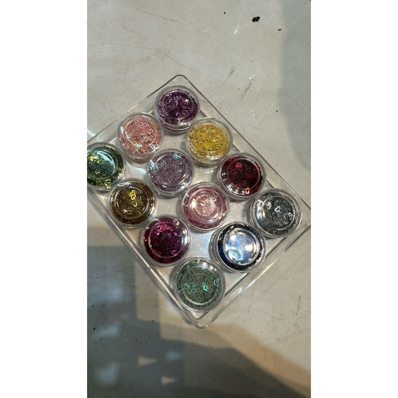 glitter sequin slime nail art 12 warna 1set