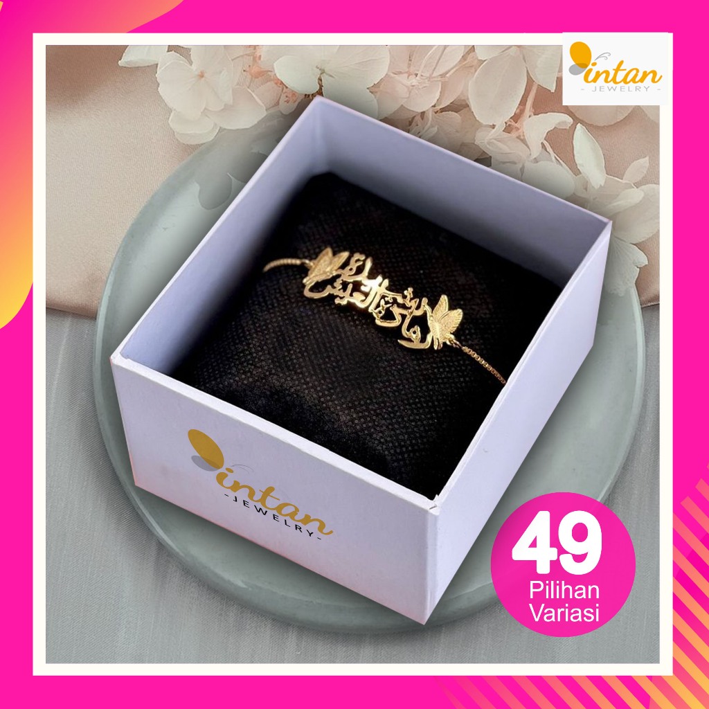 Gelang Serut Nama Custom Variasi Hiasan Kupu Kupu Butterfly Kupu-kupu Huruf Arab Latin India Jawa Su