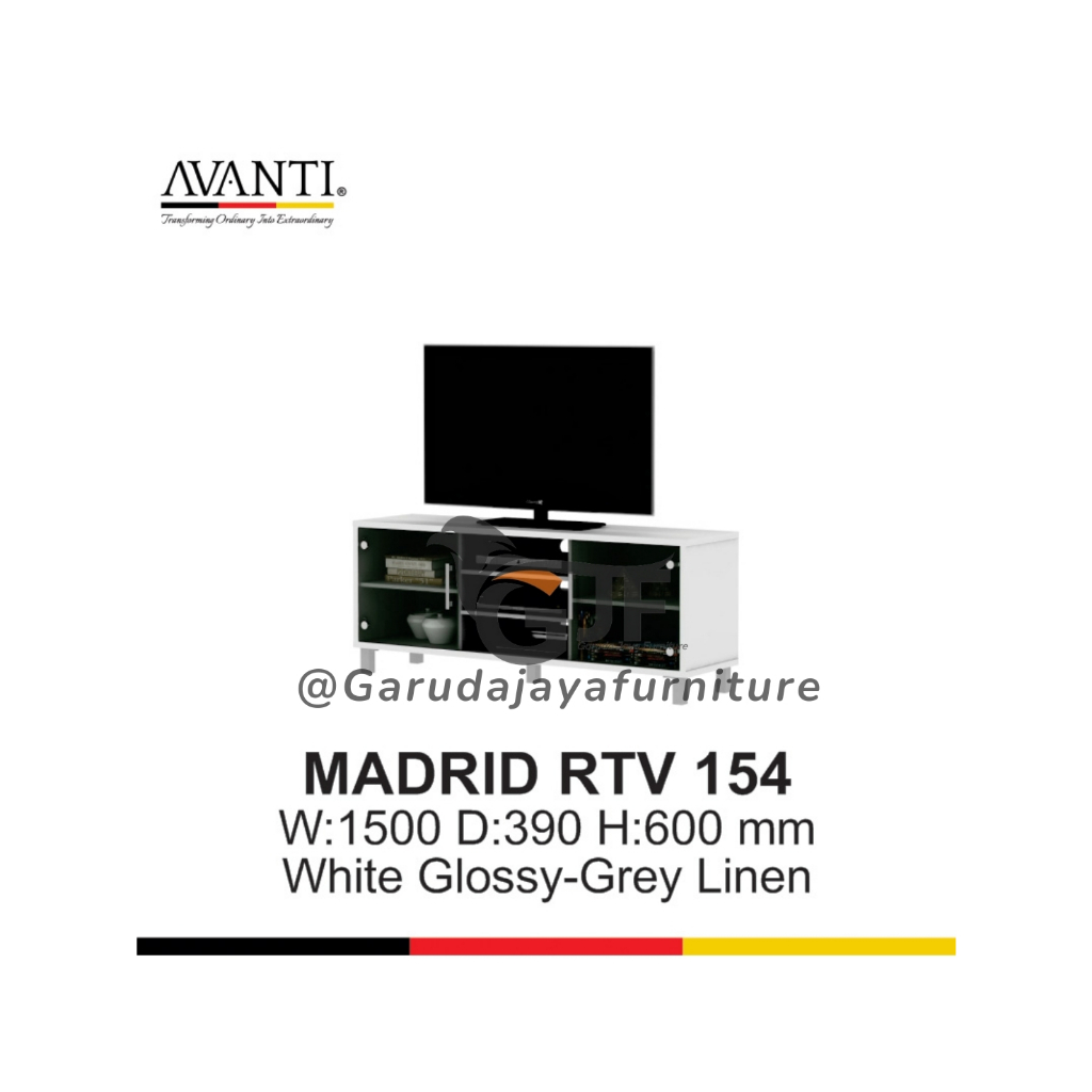 MEJA TV TERBARU PUTIH GLOSSY / RAK TV MODERN MINIMALIS PUTIH GLOSSY MERK AVANTI MADRID