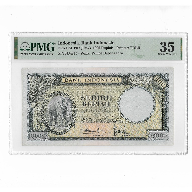 Indonesia 1000 Rupiah 1957 P53 PMG 35 Choice Very Fine TDLR