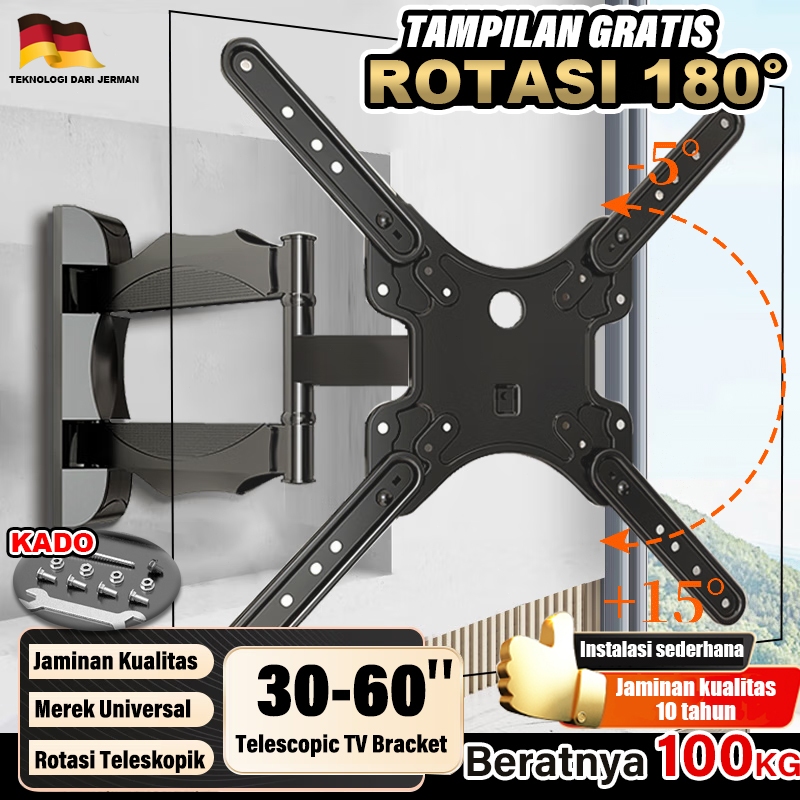 Teknologi dari JermanBantalan beban baja canai dingin 100kg Bracket tv 32 s/d 60 inch 60 55 50 43 42