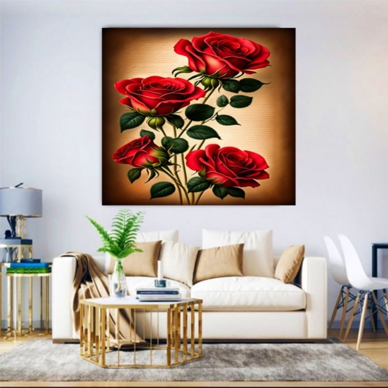 hiasan dinding,BUNGA MAWAR,ukuran jumbo 100×70 cm dan 150×100 cm,lukisan cetak,poster cetak,tanpa bi