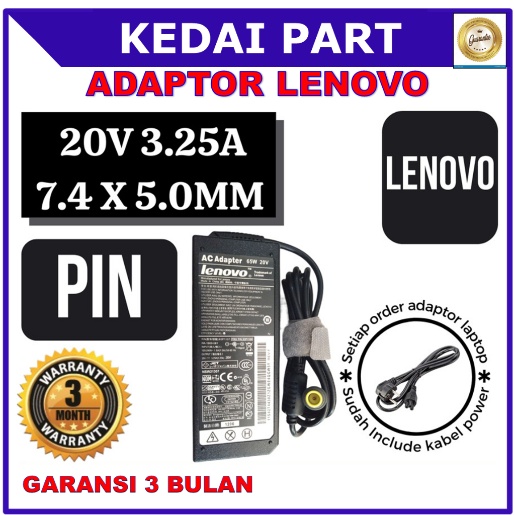 ADAPTOR CHARGER LENOVO 20V 3.25A PIN THINKPAD X201 X201i X201S