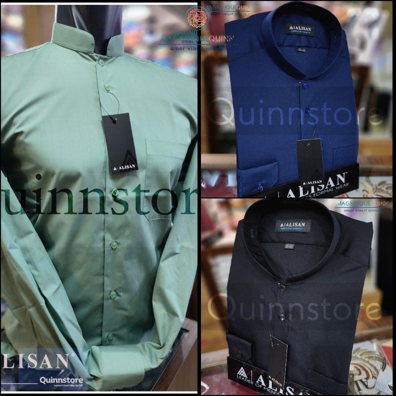 ALISAN Original Kemeja Koko Polos - Kerah Shanghai - Lengan Panjang - Reguler - Varian Warna