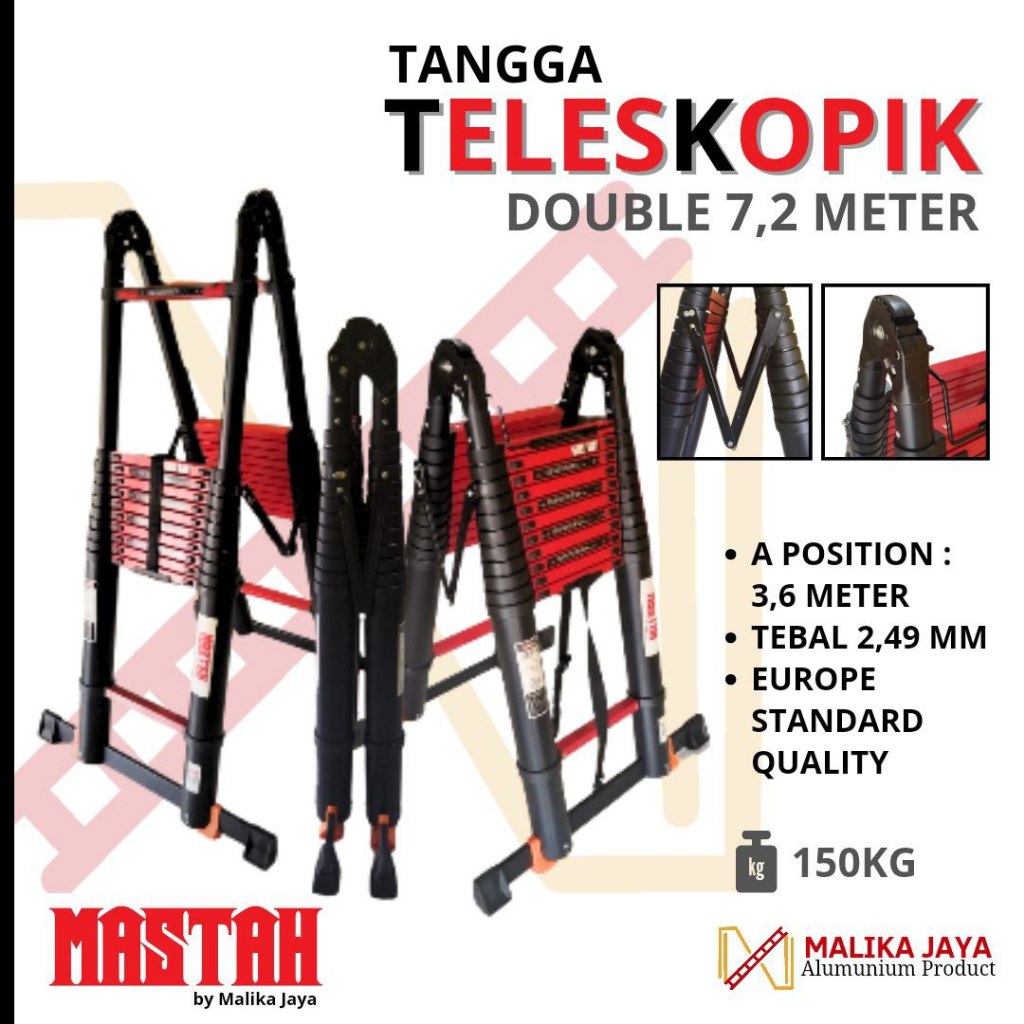 Tangga Teleskopik Double 7,4 Meter MASTAH