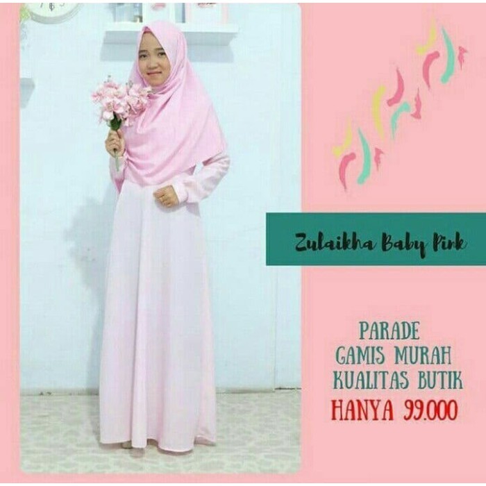PROMO GAMIS SYARI POLOS WARNA PINK MINT SIZE XL SAE ZULAIKHA