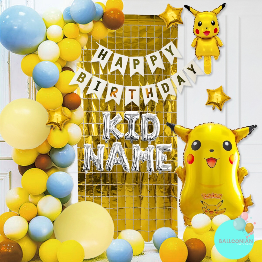 PIKACU GARLAND DECORATION SET/DEKORASI ULTAH POKEMON/BALON FOIL BIRTHDAY ANAK