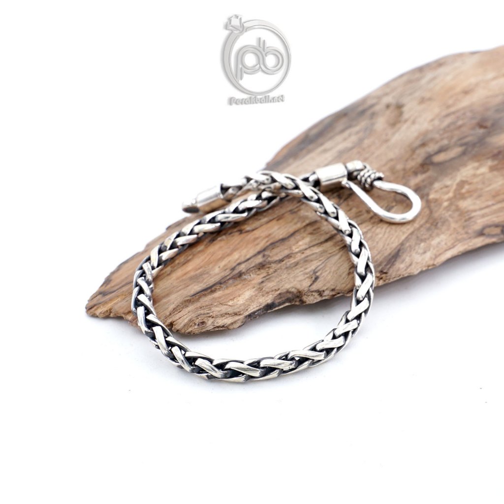 Gelang Pria Wanita Perak Asli 925 Jalin Padi Victorio Mini