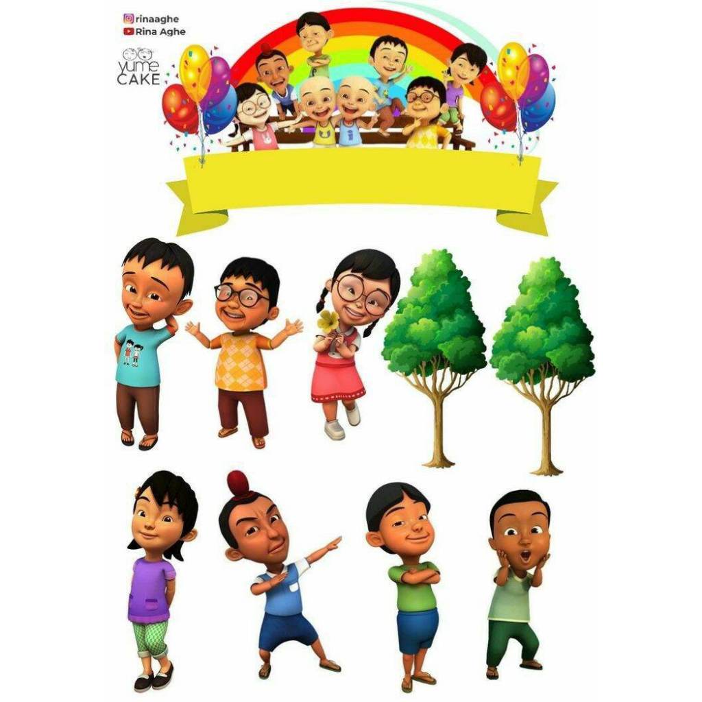 TOPPER UPIN IPIN HIASAN KUE ULTAH ANAK FREE CUSTOM NAMA