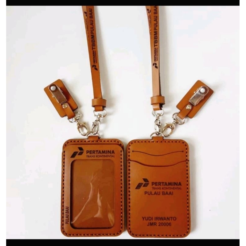 Id Card Pertamina - Nametag Kulit Pertamina - Id card holder kulit - id card custom