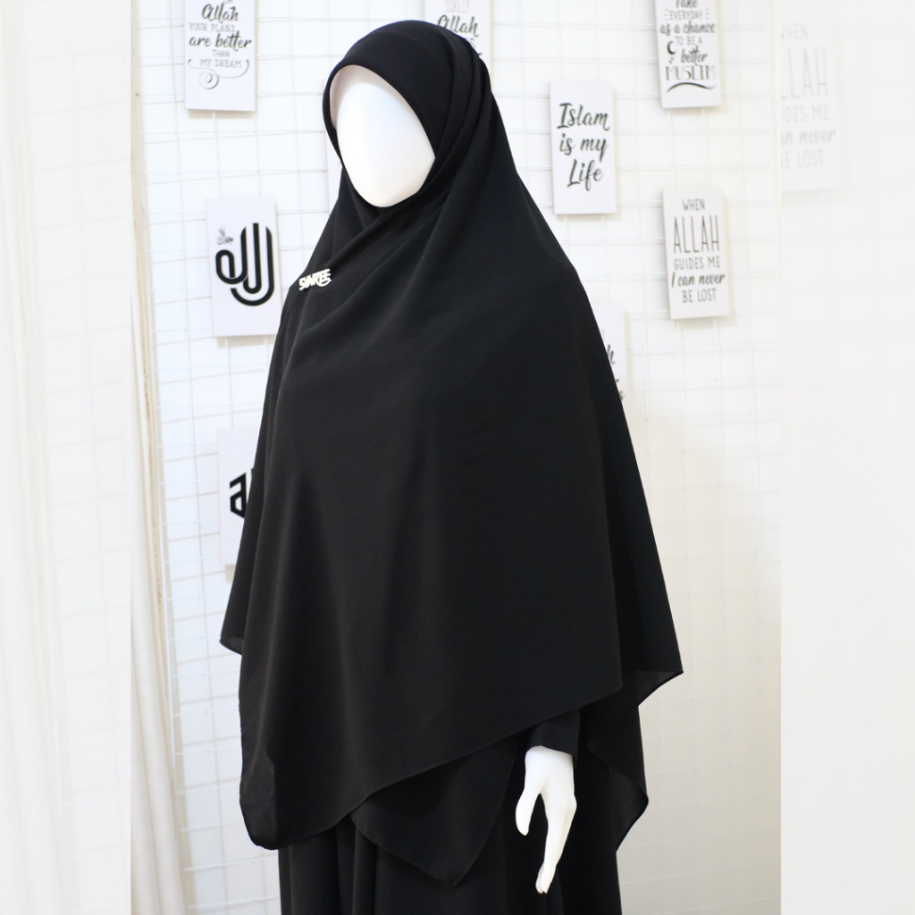 JetBlack Jilbab Segiempat Syar'i Series | Hijab Syari Bahan Premium Original Exclusive MTA Kiara Khi
