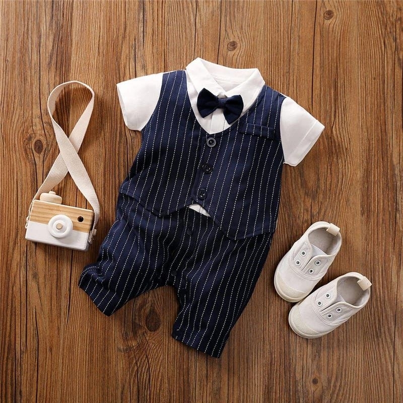 [0-12 BLN] ROMPER BAYI LAKI LAKI TUXEDO IMPORT SNI ROMPER BAYI COWOK PESTA TUXEDO ROMPER JAS DASI BA