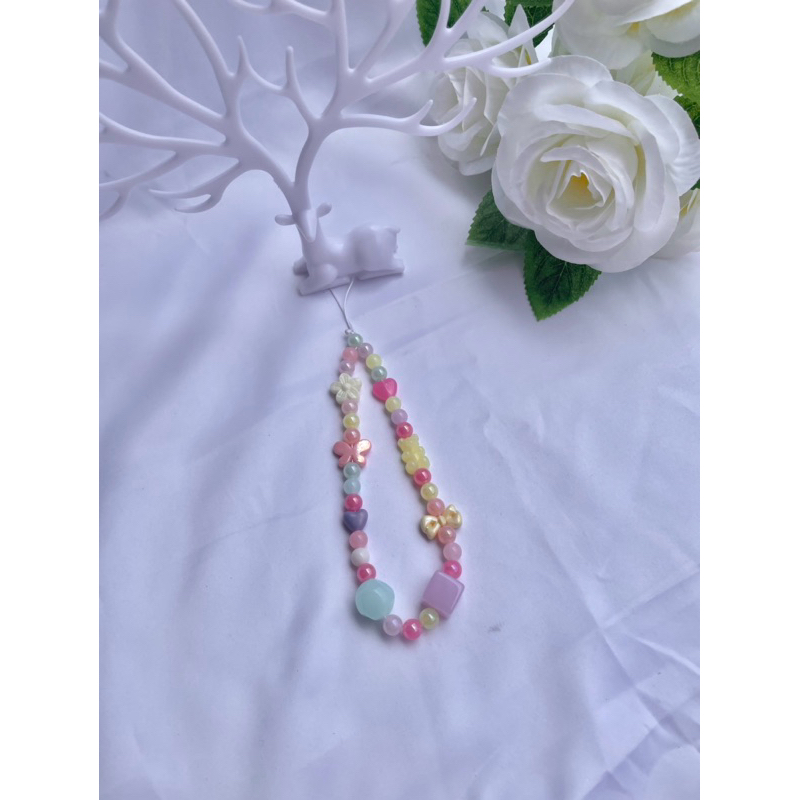 Strap HP Phone Jelly mote monte manik gantungan tas kunci