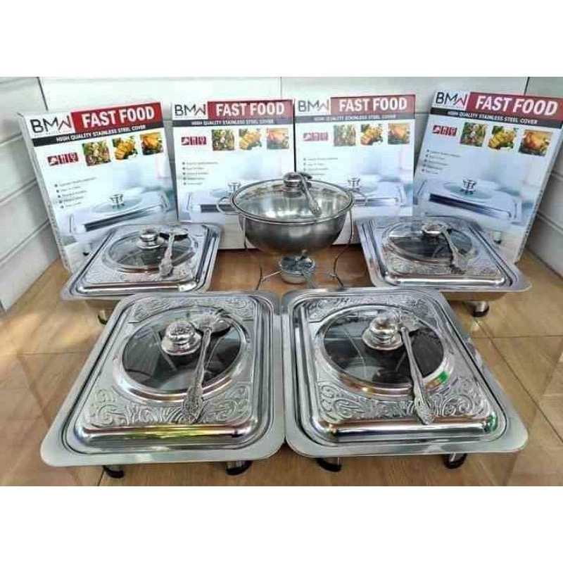 Prasmanan set 555 stainless steel / fast food dish / tempat wadah makanan / basi prasmanan