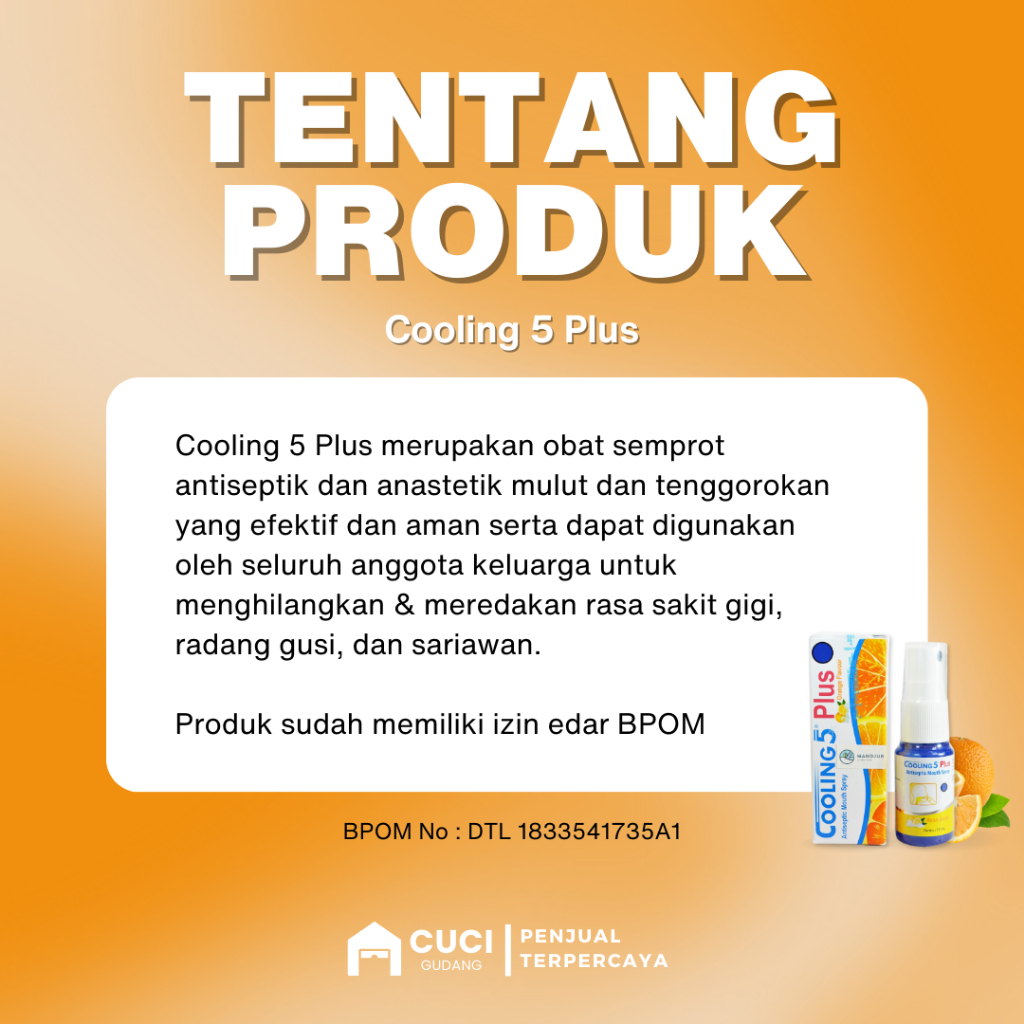 JHN01 Obat Sakit Gigi Semprot Cooling 5 Plus Berlubang Paling Ampuh Sariawan Di Bibir Ngilu Nyeri