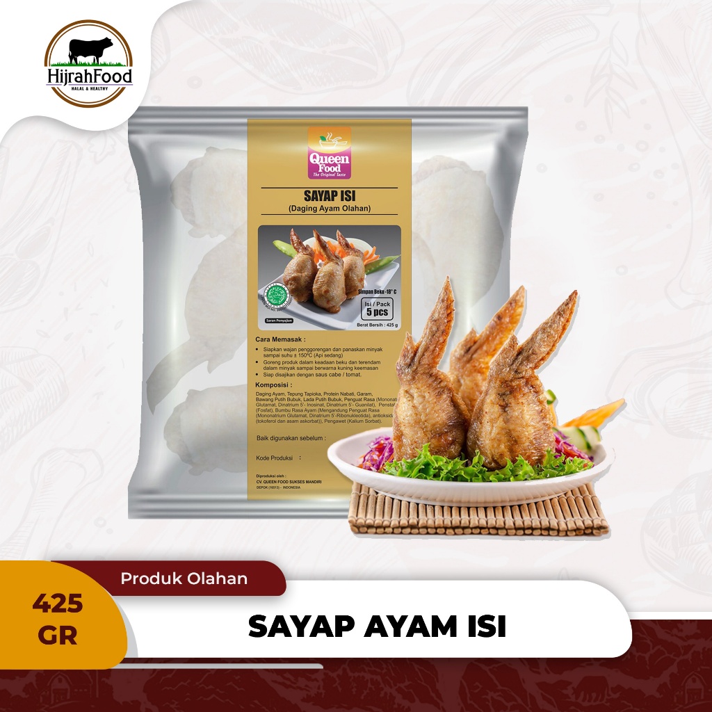 

Queen Food Sayap Isi 425 gram Daging Ayam Olahan Frozen Praktis