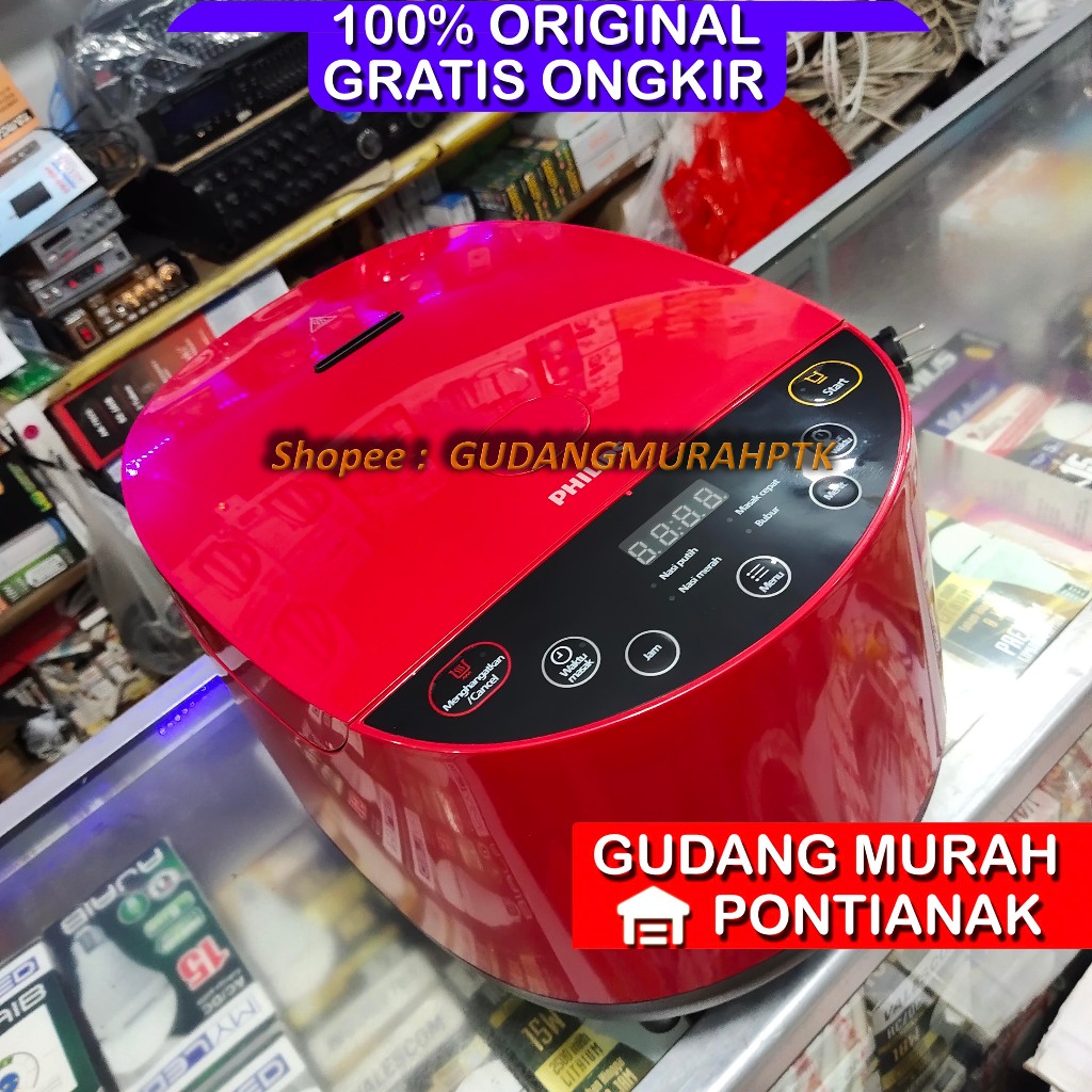 Rice cooker Philips Digital HD 4515 MERAH Ricecooker 3000 Series 1,8 liter Magicom penanak nasi