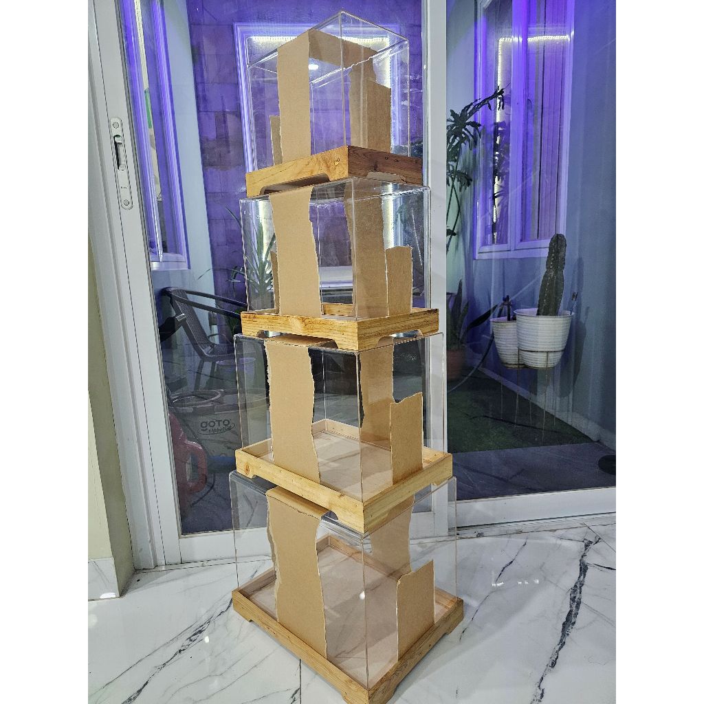 seserahan box akrilik baki kayu isi 4 pcs per set #hantaran #seserahan acrylic #acrylicmewah