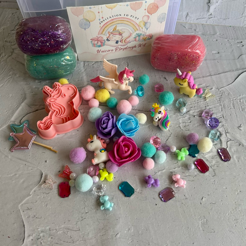 Playdough Kit Unicorn Little Pony / Hampers Birthday Anak / Sensory Kit Unicorn/ Playdough Set Unico