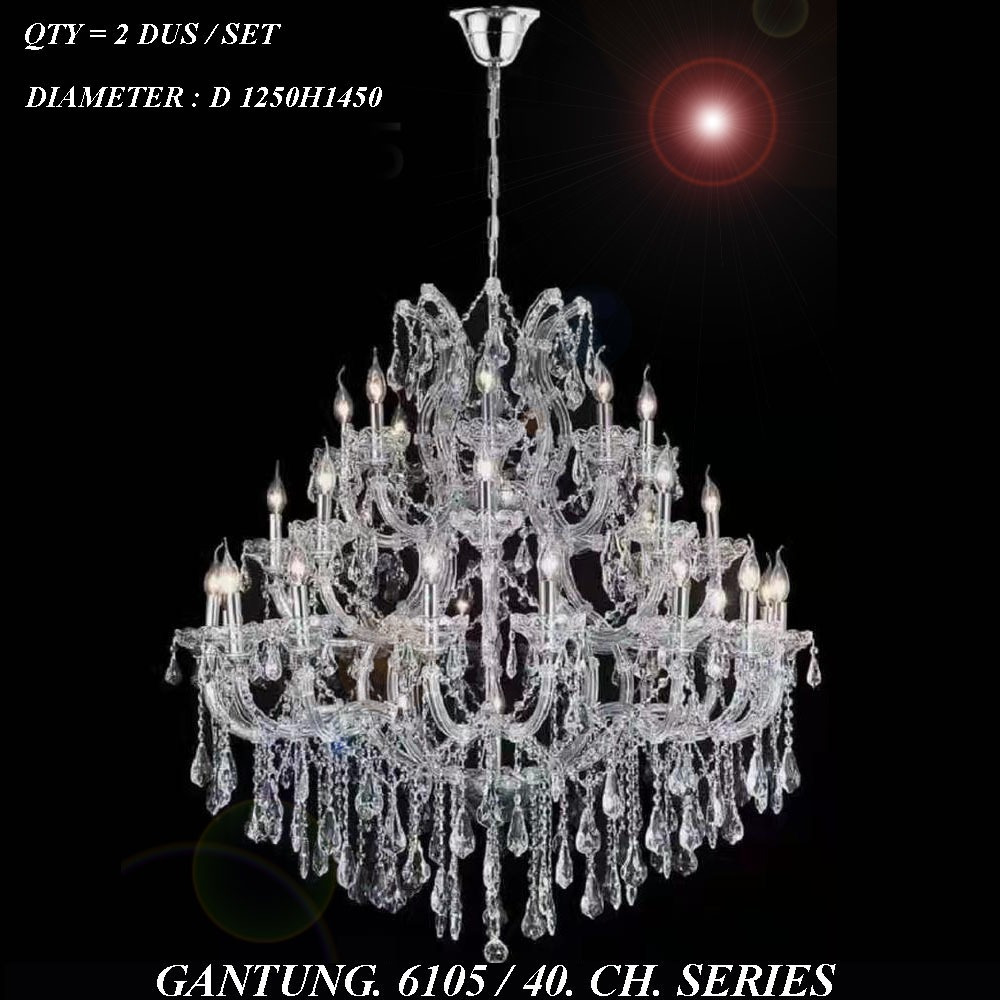 Lampu Gantung Lilin Kristal Chandelier Besar 40 Lampu 6105