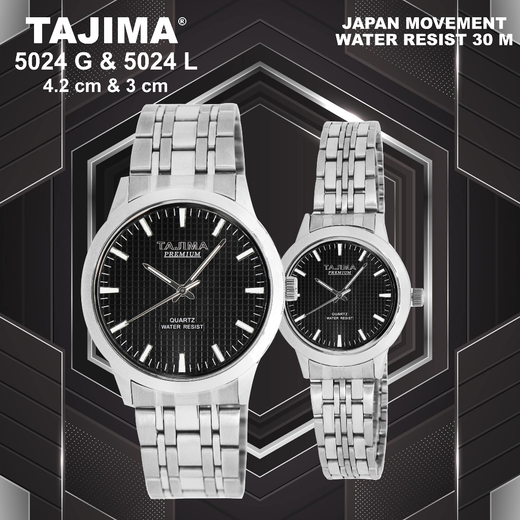 Jam Tangan Pria Analog Tajima Premium 5024 Silver Stainless Steel Water Resist 3 ATM Garansi 1 Tahun
