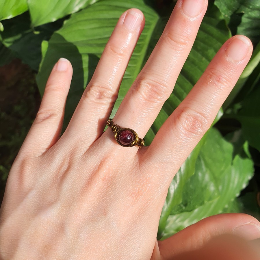Garnet Wire Ring / Cincin Batu Garnet Asli Natural