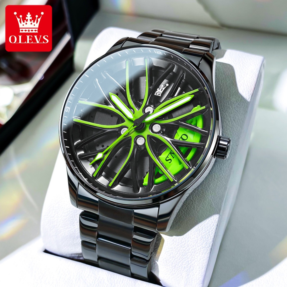 OLEVS Jam Tangan Pria Anti Air Original Fashion Sport Putaran Yang Berputar Terbaru 2026 Luminous Co
